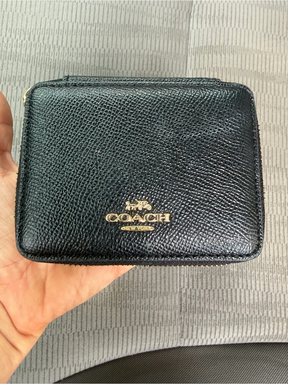 Coach Black Leather Zip Pill Case